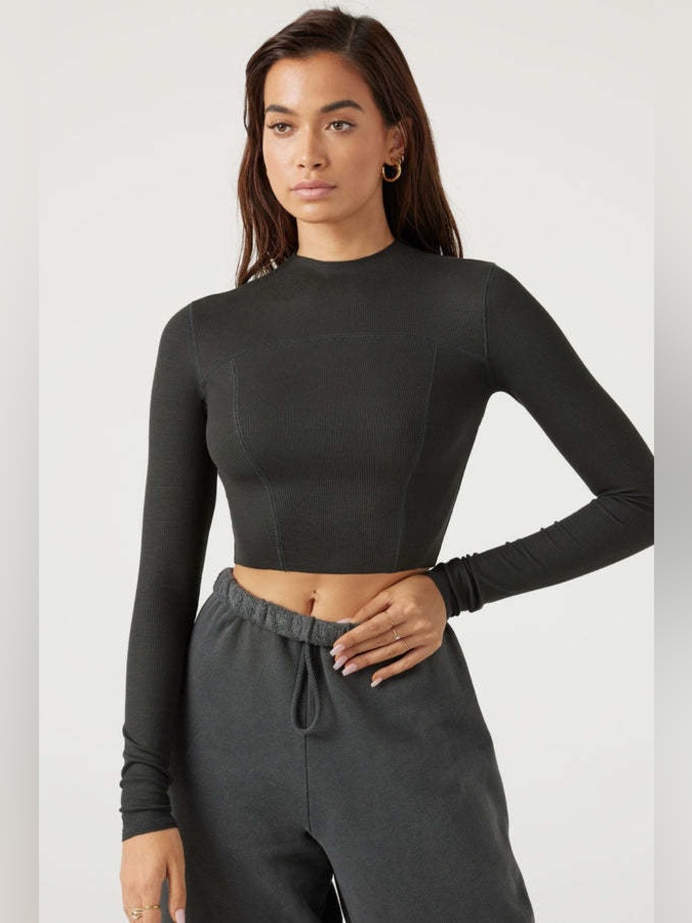 Joah Brown Contrast Stitch Long Sleeve - Picture 3 of 10